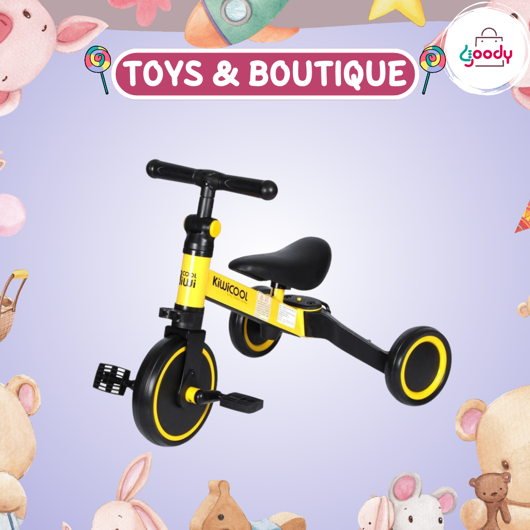 Kiwicool - 兒童平衡車及單車三合一 黃色